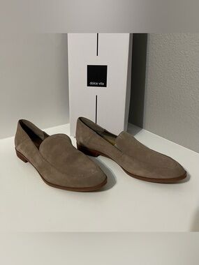 Dolce Vita Taupe Suede Slip-On Loafers for Women